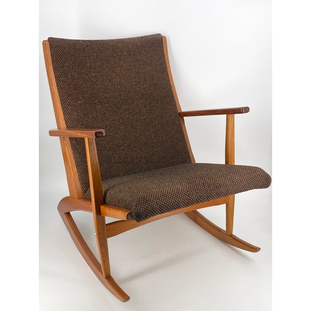 Mid-Century Modern Mid-Century Teak Rocking Chair by Holger Georg Jensen for Tønder Møbelværk, Denmark, 1960s For Sale - Image 3 of 10