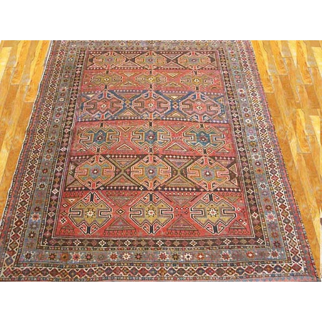 Antique Caucasian rug, measures: 4'0" x 4'10". Antique Caucasian Caucasian 1890s Rug, Country of Origin: Caucasus, Circa...