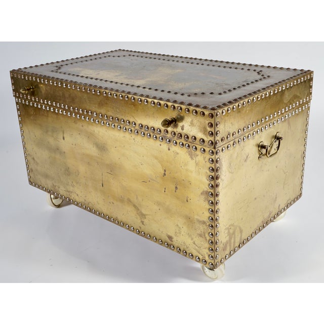 Sarreid Ltd. Vintage Brass Trunk in the Style of Sarreid LTD For Sale - Image 4 of 6