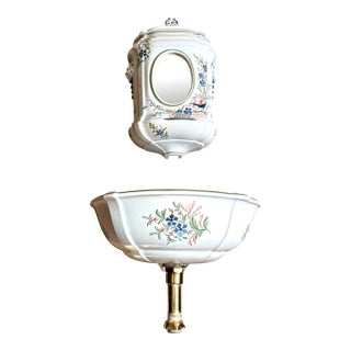 Rare Vintage Kohler Alouette Artist Edition Sink Basin & Cistern K-3035 & K-3036 French Country Farmhouse For Sale