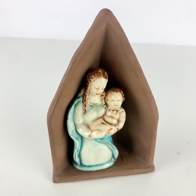 Rare vintage ceramic Madonna and child with separate housing shrink. Beautiful pottery piece of Mary and Jesus. From...