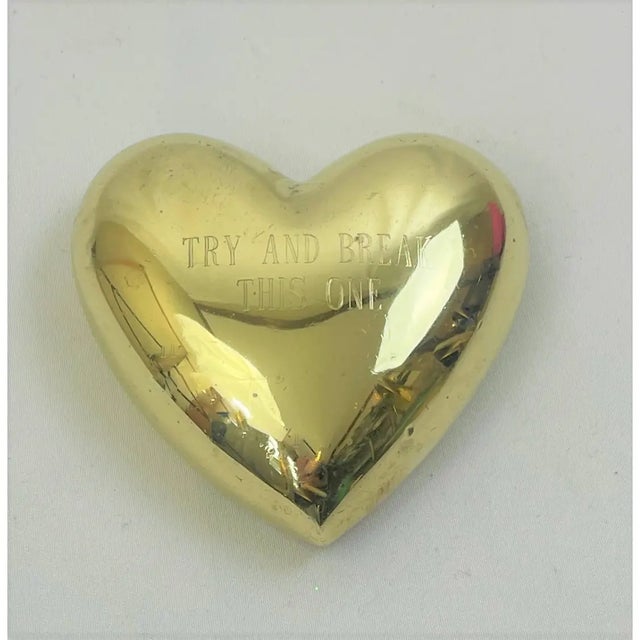 "Try and Break This One", Mid-Century Alexander Sheilds Brass Heart Paperweight For Sale In Houston - Image 6 of 16