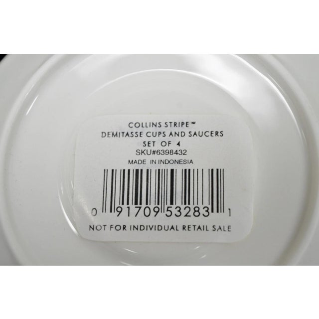 Late 20th Century Kate Spade Lenox Collins Stripe Demitasse Espresso Cup & Saucer Nib - Set of 4 For Sale - Image 16 of 18