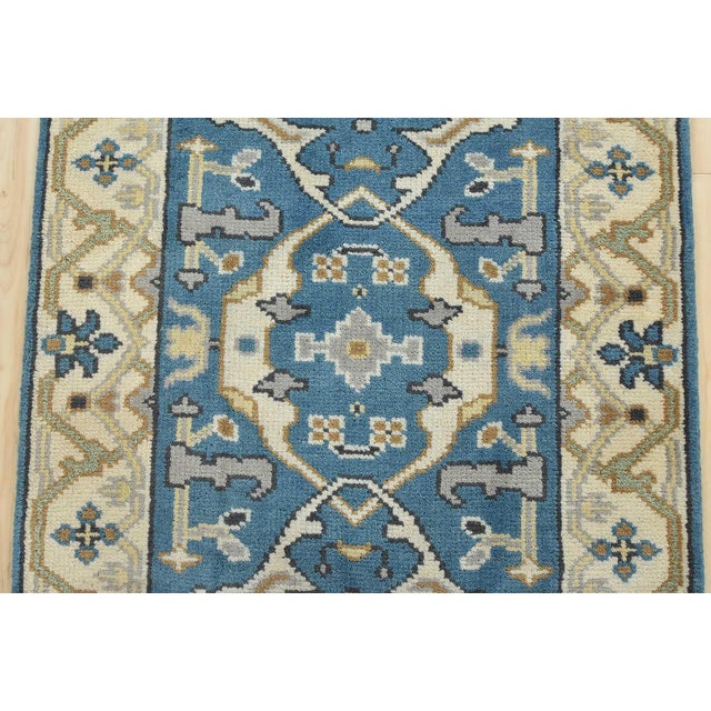 2020s Oushak Runner 2’8” X 10′ Blue Wool Tribal Hand-Knotted Oriental Rug For Sale - Image 5 of 13