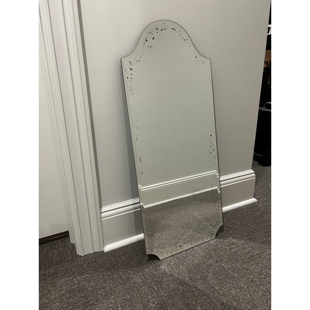 Glass Pottery Barn Frameless Beveled Mirror With Antiqued Patina For Sale - Image 7 of 9