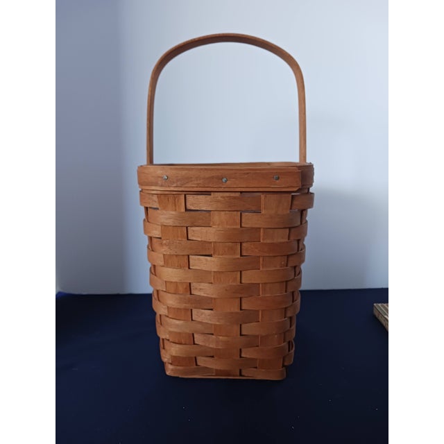 1990s Longaberger Pin Basket, Woven Maple Wood With Logo, Euc, 1991, Includes Liner For Sale - Image 5 of 6
