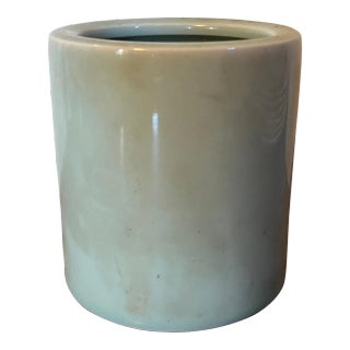 Chinese Porcelain Brush Pot Vase in Monochrome Celadon Glaze For Sale