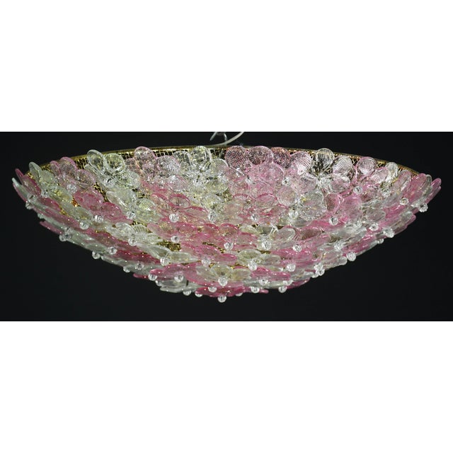 1970s Wonderful Extra Large Size Pink Murano Glass Ceiling Light Flower by Seguso For Sale - Image 11 of 15