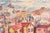 Painting, oil on cardboard depicting houses on a hill, by Pierre Ledda (1914–1994), 20th century. Oil on cardboard,...