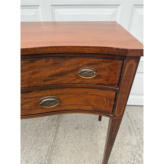 Vintage Federal Hepplewhite Style Inlaid Mahogany Serpentine Sideboard For Sale - Image 12 of 12