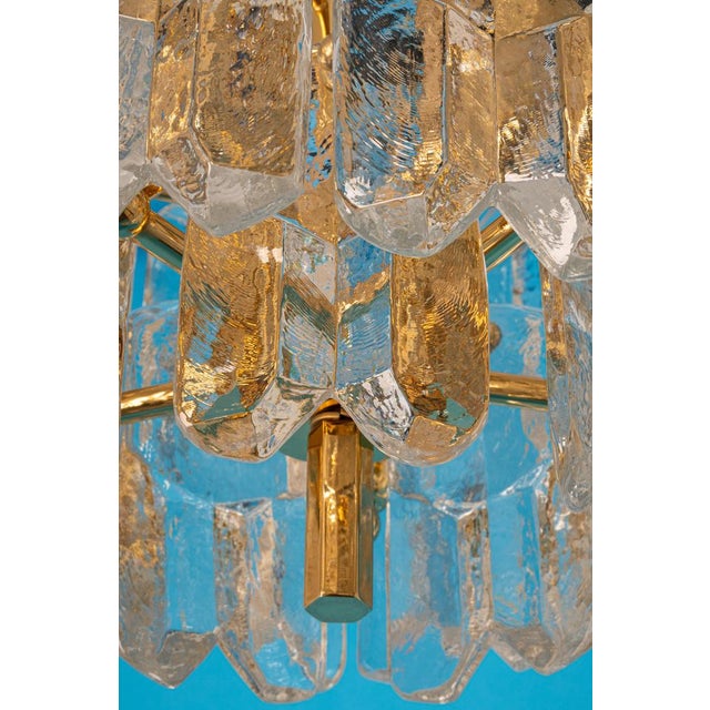 Gilt Brass and Crystal Glass Light Fixture from Kalmar, Austria, 1970s For Sale - Image 9 of 10