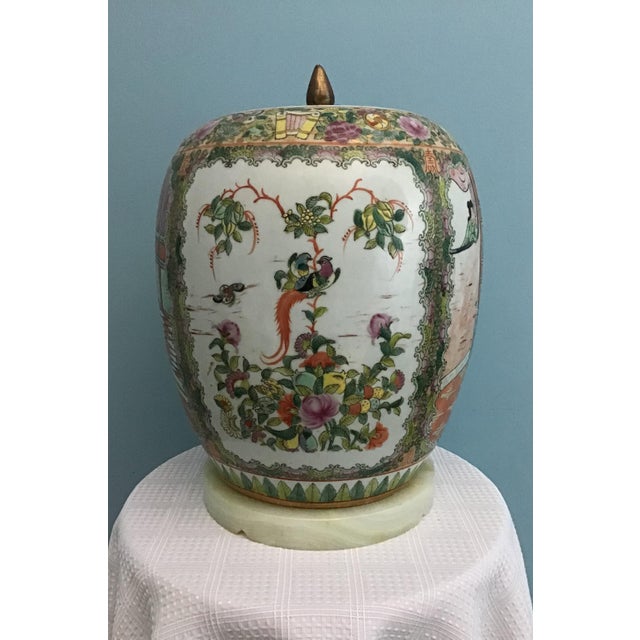 Vintage Chinese Rose Medallion Porcelain Jar, 13"x9", Marked For Sale - Image 4 of 11