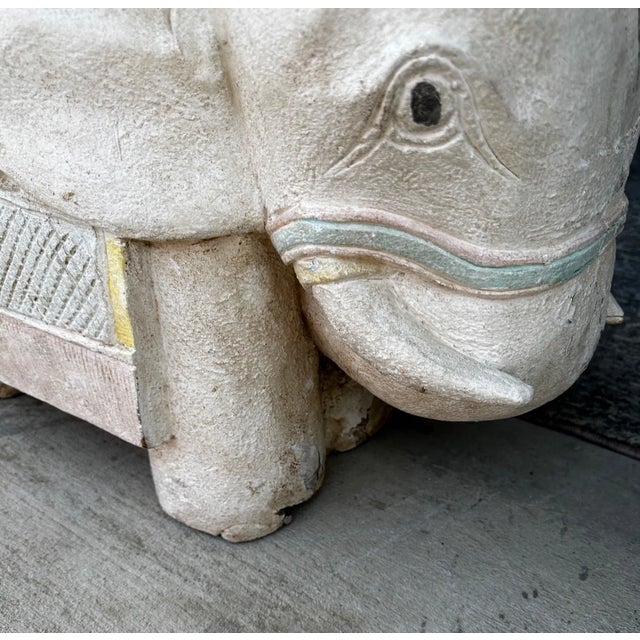 Wood Hand Carved Elephant Wooden Stool For Sale - Image 7 of 10