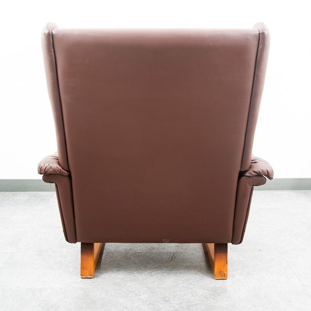 1960s 1960s Mid Century Danish Modern Lounge Chair Wingback Brown Leather High Back Armchair For Sale - Image 5 of 11