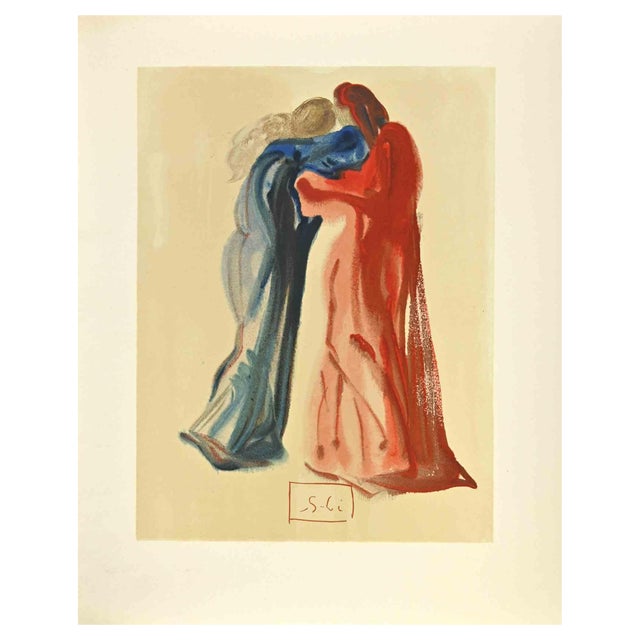 Salvador Dali, Dante and Beatrice, Woodcut, 1963 For Sale