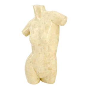Tessellated Stone Marble Travertine Sculpture of Nude Female Torso