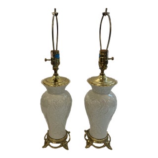 Pair of Lenox Porcelain Lamps For Sale