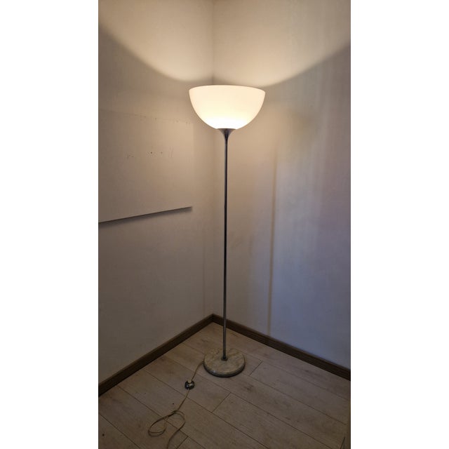 Floor Lamp in Chrome with Milk Glass Lampshade, 1970s, in Very Good conditions. Designed 1970 to 1979 European Plug (up to...