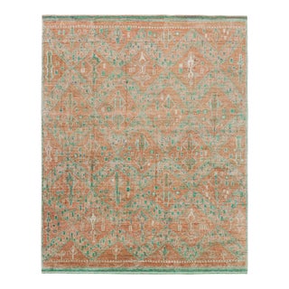 Rug & Kilim’s Moroccan Style Rug in Orange With Blue and Green Geometric Pattern For Sale