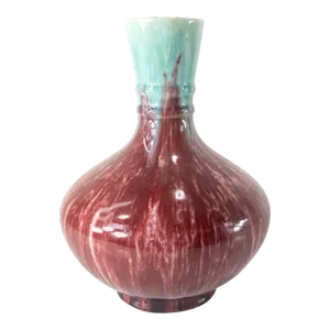 19th Century Belgian French Style Red Flambe Decorative Vase by Boch Freres