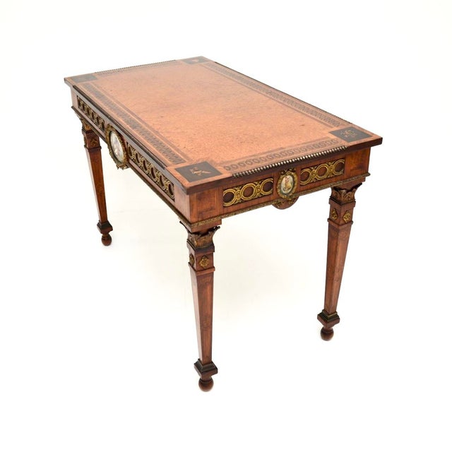 Antique French Inlaid Walnut Ormolu Mounted Desk, 1800s For Sale - Image 4 of 18