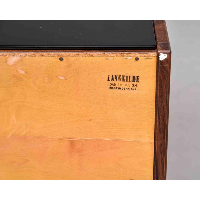 Mid-Century Modern Langkilde Danish Mid-Century Rosewood Side Table With Black Glass Top For Sale - Image 3 of 12