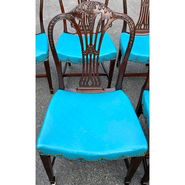 Hepplewhite Antique 19th Century Carved Georgian/Hepplewhite Dining Chairs --- Set of 10 For Sale - Image 3 of 13