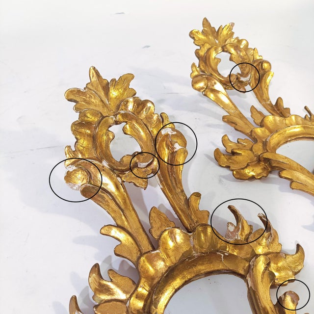 Gold Vintage Baroque French Mirrors, 1940s, Set of 2 For Sale - Image 8 of 15