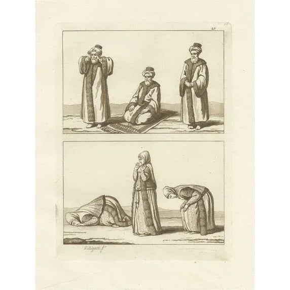 Early 19th Century G. Bigatti, Illustration of Arab Men and Women Praying Towards Mecca, 1827, Print For Sale - Image 5 of 5
