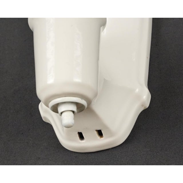 Ceramic Mid 20th Century Restored Traditional White Ceramic Wall Sconces - a Pair For Sale - Image 7 of 9