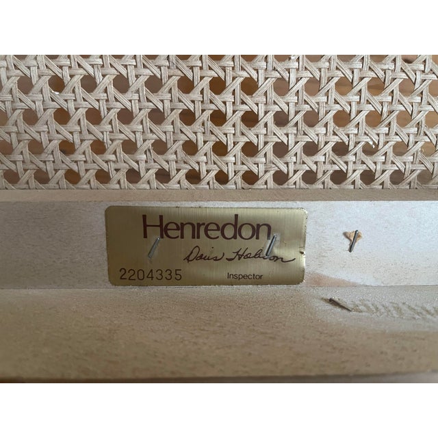 Wood Mid-20th Century Pair of Henredon Lacquered Chinoiserie Caned Accent Chairs For Sale - Image 7 of 12