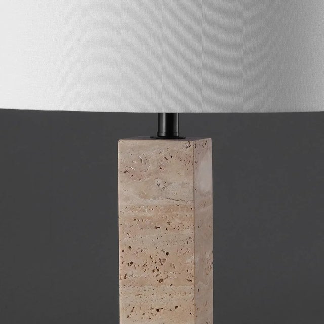 2020s Hannabeth Travertine Table Lamp in Travertine/Black For Sale - Image 5 of 6