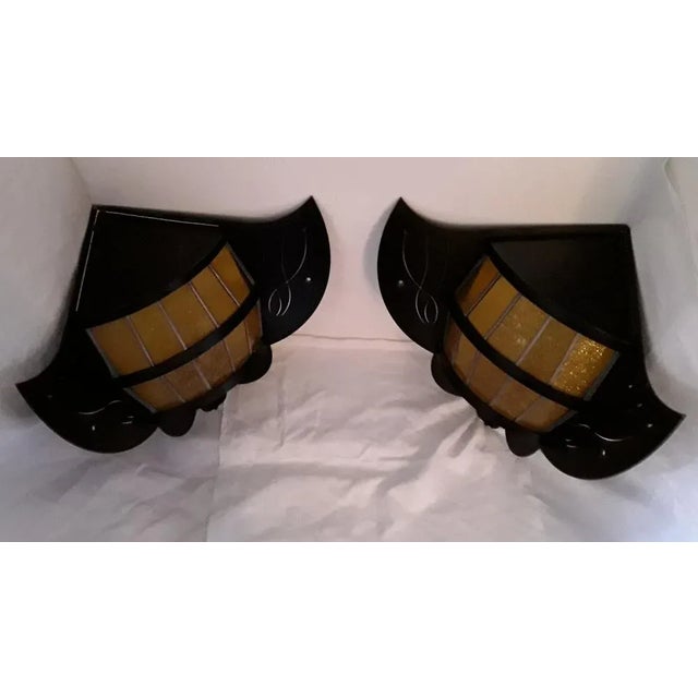 Brutalist Black Bat-Shaped Wall Lamps in Steel, 1980s, Set of 2 For Sale - Image 15 of 17