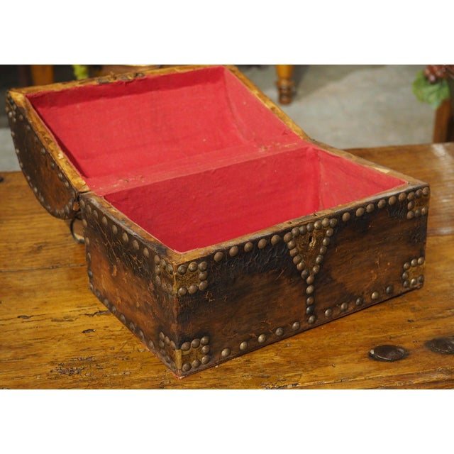 French Mid 19th Century Studded Leather Table Coffret From France For Sale - Image 3 of 11