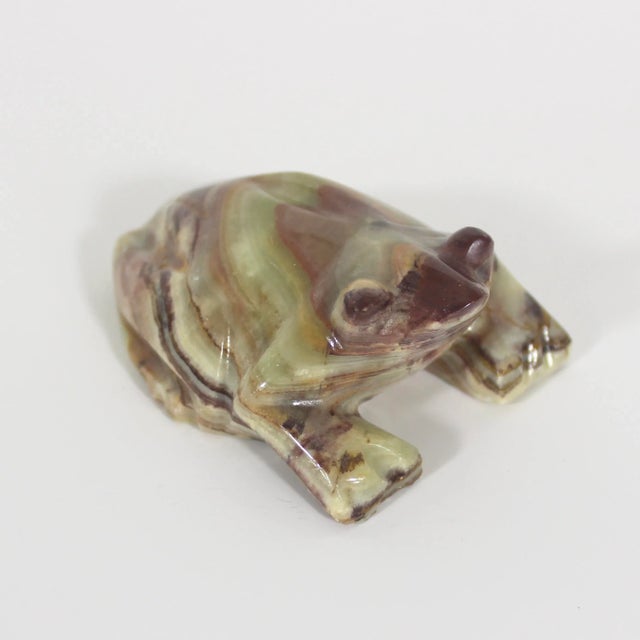 African Vintage Carved Onyx Frog Figurine or Paperweight For Sale - Image 3 of 10