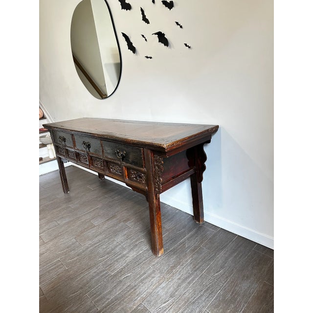 Traditional Solid Wood Vintage Console Table For Sale - Image 3 of 11