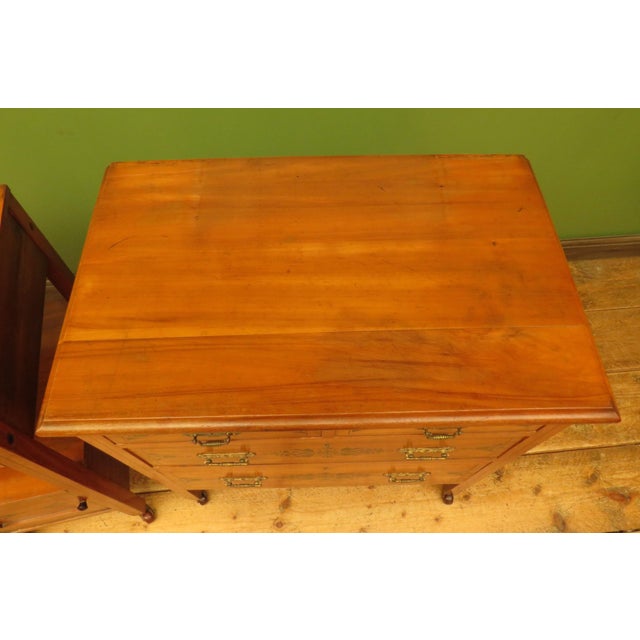 English Stencilled Chest of Drawers and Bedside Chest, 1890s, Set of 2 For Sale - Image 3 of 18