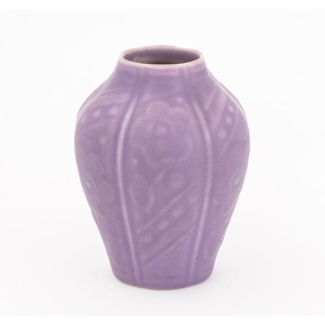 Rookwood Pottery Collection of Three Rookwood Pottery Art Deco Purple Matte Glazed Ceramic Vases For Sale - Image 4 of 11