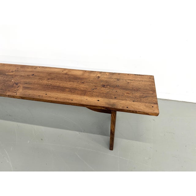 Wood Large Pine Farm Bench, 1950s For Sale - Image 7 of 16