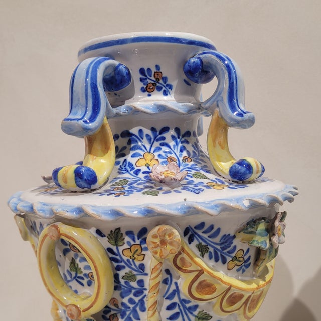 Blue Hand-Painted Earthenware Tibore Vases by José Gimeno Martínez, Manises, Valencia, Spain, 1970s, Set of 2 For Sale - Image 8 of 13