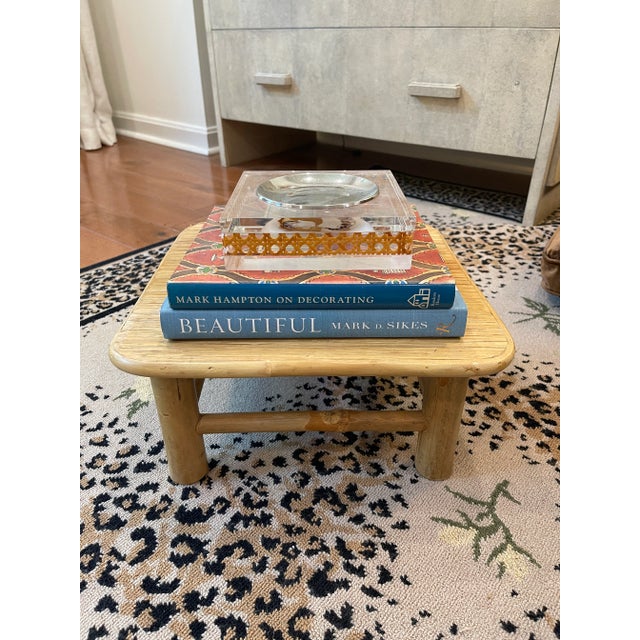 Wood Vintage Rattan Bamboo Plant Stand/Table Riser For Sale - Image 7 of 8