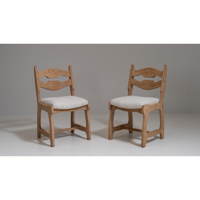 Pair of 1970s French Beige Oak Mid-Century Modern Chairs with Upholstered Seats For Sale - Image 14 of 15