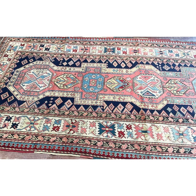 Tribal Antique Caucasian Seychour Rug, 4'6" × 10'4" For Sale - Image 3 of 10