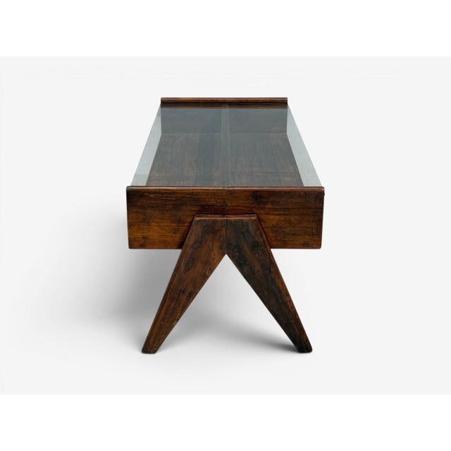 Pierre Jeanneret, Coffee Table, Teak, Glass, Chandigarh, India, 1960s For Sale - Image 10 of 11