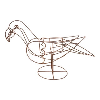 Mid Century Metal Wire Parrot Planter For Sale