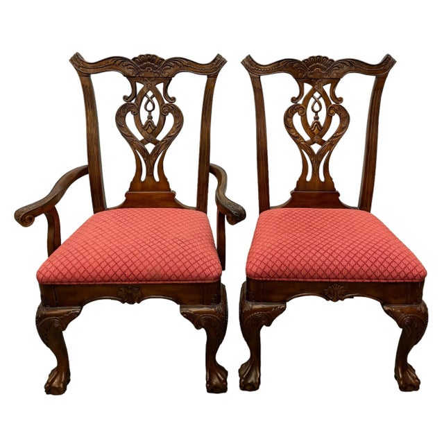 Late 20th Century Vintage Chippendale Style Mahogany Finish Dining Chairs - Set of 6 For Sale - Image 5 of 11