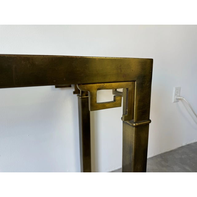 Hollywood Regency Hollywood Regency Mastercraft Greek Key Brass Console Table/ Sold For Sale - Image 3 of 12