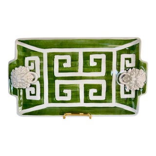 Maine Lion Greek Key Tray - Made in Italy For Sale