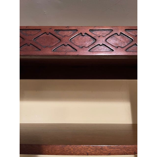 Wood 1960s English Walnut Chinese Chippendale Style Etagere With 5 Adjustable Shelves For Sale - Image 7 of 9