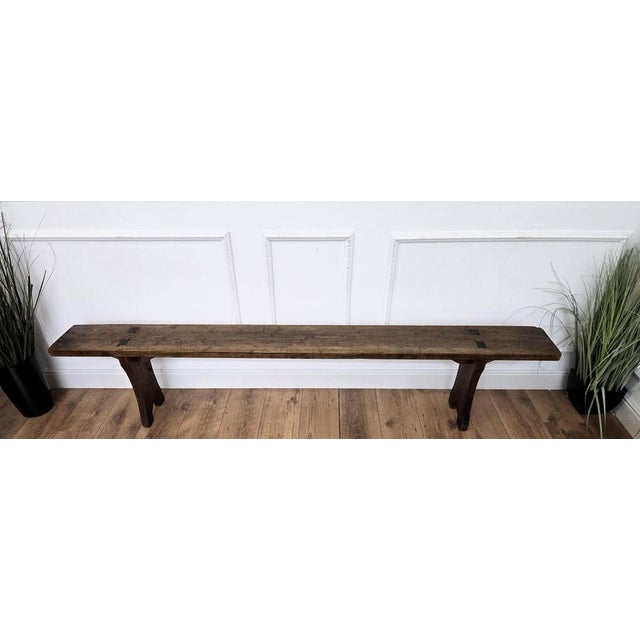 Wood Antique Rustic Italian Wooden Bench, 1890s For Sale - Image 7 of 10